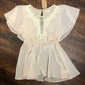 Cream Flowy Chiffon Top